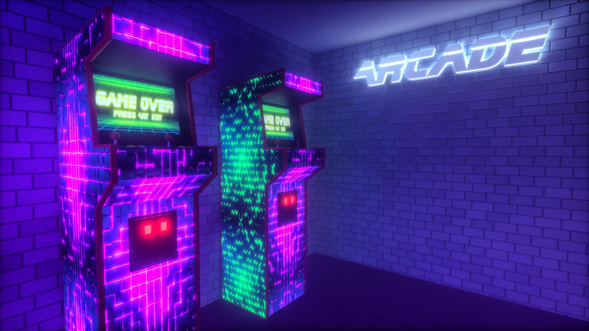 an arcade machine, game over (3d rendering)